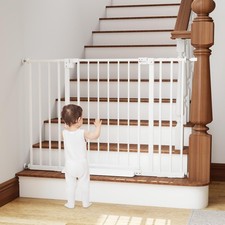 29.7-46" Baby Gate for Stairs with Banister Adapter Y-Spindle Rods
