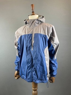 Helly Hansen Mens Windbreaker Rain Jacket Size L Blue & Gray Nylon Long Sleee