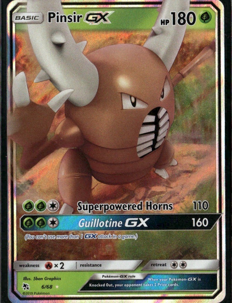Pinsir GX Ultra Rare Hidden Fates 6/68 Grass Holo Pokemon Card