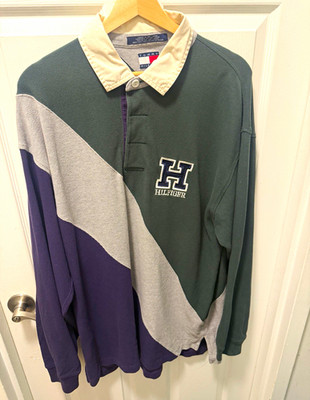 Vintage Tommy Hilfiger Men L Long Sleeve Rugby Polo 