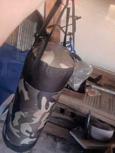 Camouflage & Black Hanging Heavy Punching Bag with Straps