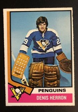 1974-75 OPC Denis Herron #45 Rookie Card Penguins Goalie RC MINT. rookie card picture
