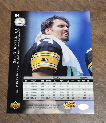 1996 Upper Deck Silver Collection Neil O'Donnell #84 Pittsburgh