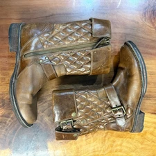 Ugg Conor Fawn Women's Boots 7.5 Leather Brown Boho 1001887 Zip Quilted