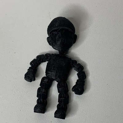 3D Printed Black Mario Bros Movable Joints Chains Ragdoll