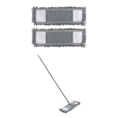 JVL Chenille flacher Bodenwischer & Ersatzpads grau/grün 2 3 5er Pack waschbar