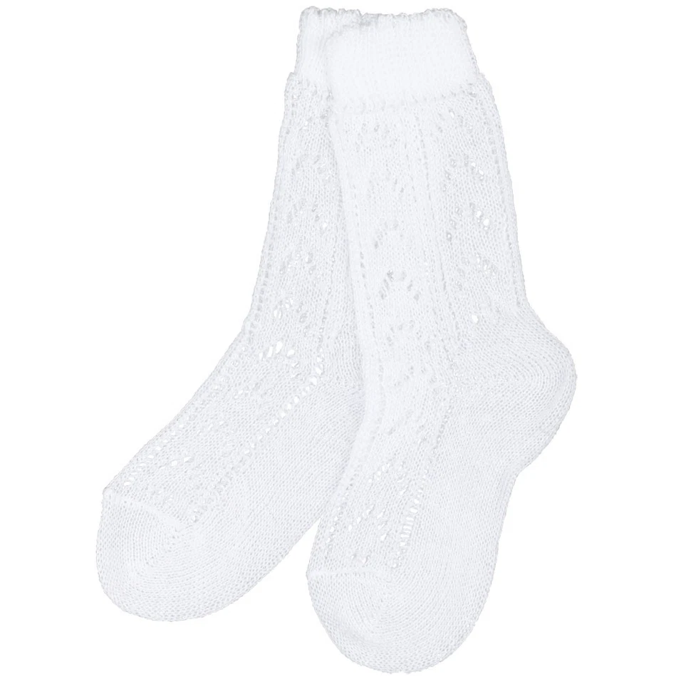 ISAR-TRACHTEN Isar Trachten Kindersocken weiß gehäkelt Baumwolle Mädchen Trachtenstrümpfe NEU