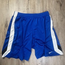 VTG Nike Men's Shiny Silky Dazzle Shorts 10" Striped Blue Medium Drawstring