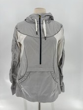 Lululemon Anorak Half Zip Hooded Jacket Womens 8 Gray Drawstring Pocket Pullover