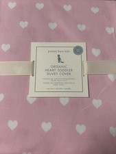 Pottery Barn Kids Organic Cotton Toddler Duvet Cover Pink w/ White Hearts 36x50