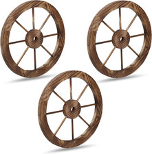 Ruota Di Carro Vintage in Legno, Set Da 3, Decorazioni per Giardino Da Appendere