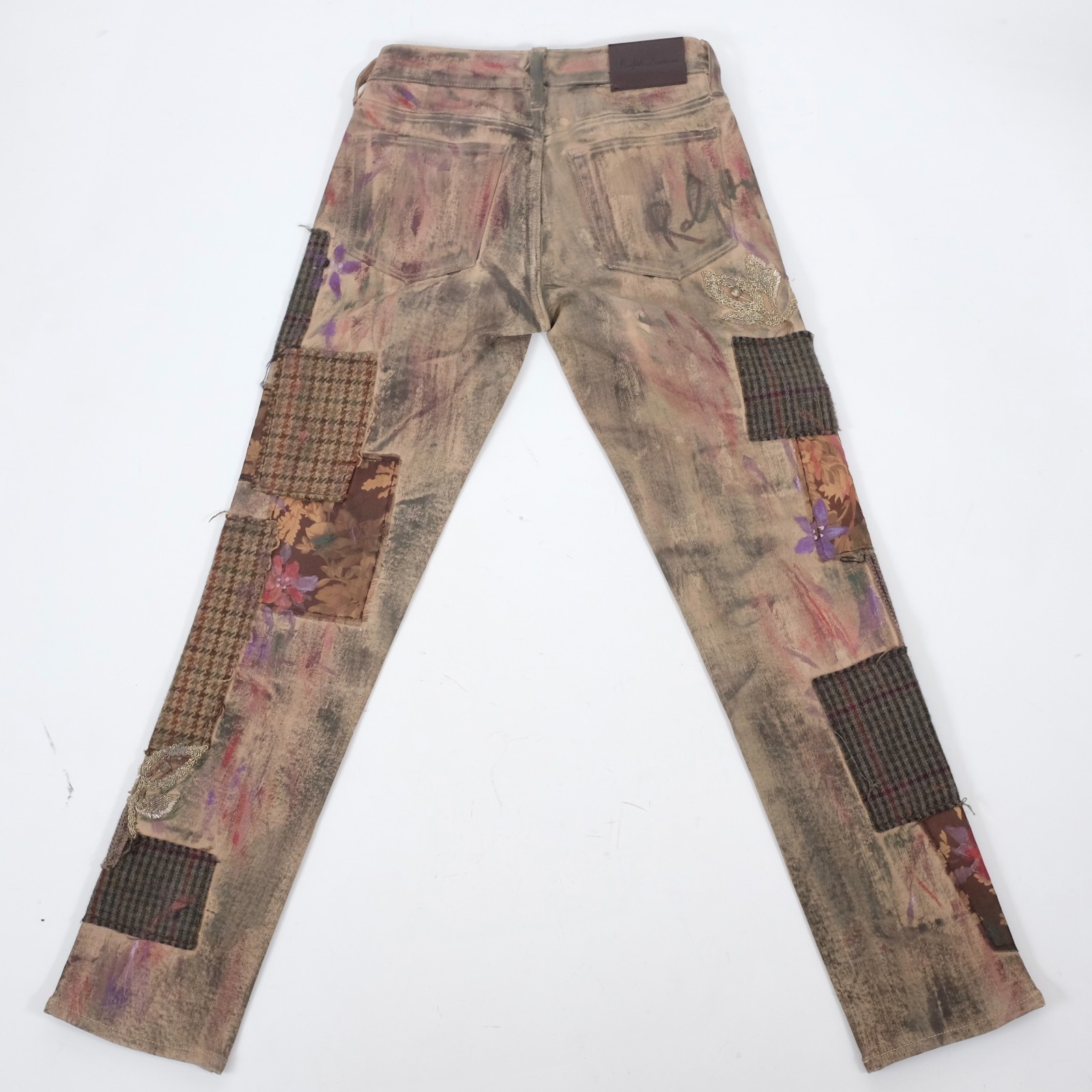 Ralph Lauren Purple Label Collection sz 24 pants jeans patchwork 160 embellished image 2