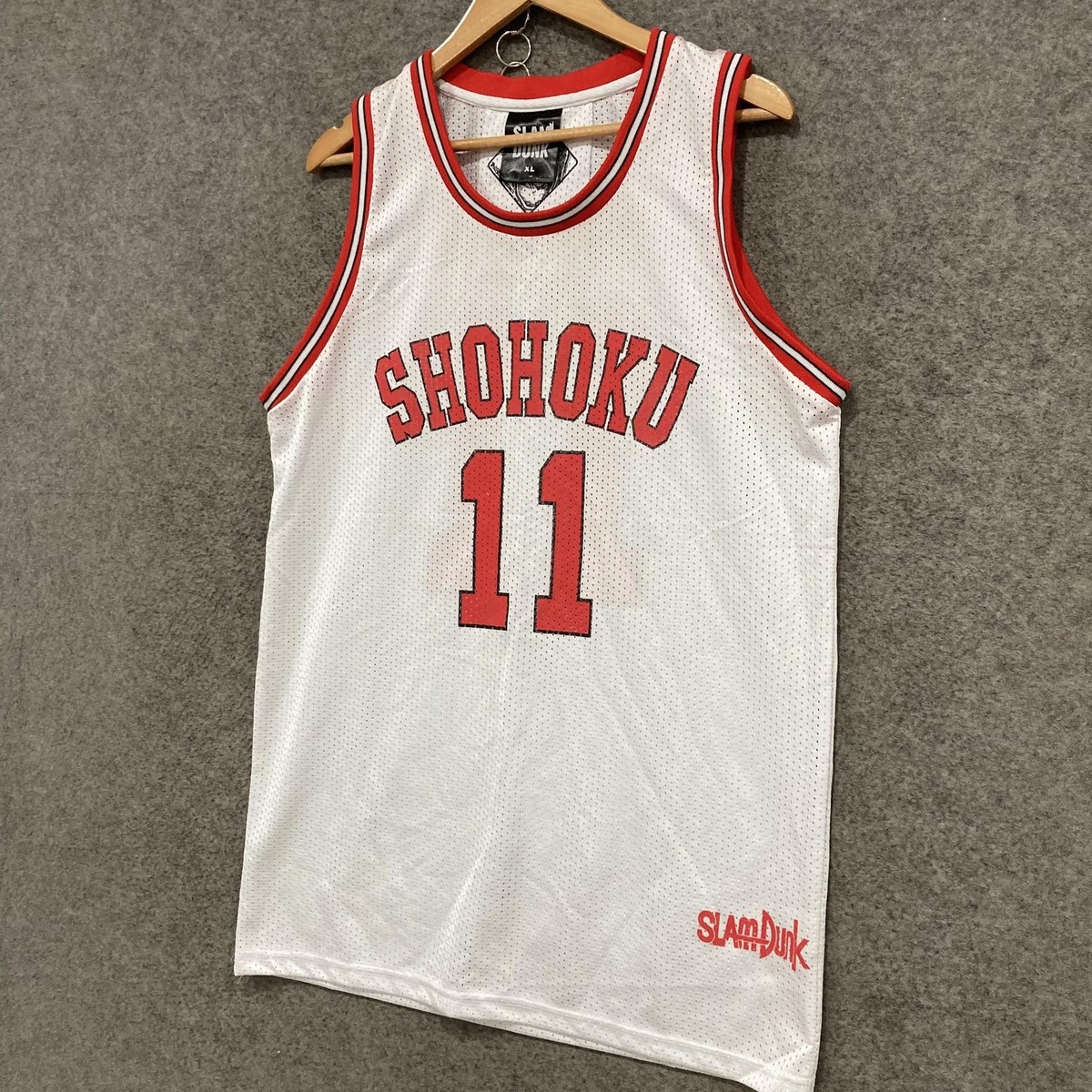 SLAM DUNK Tank Top Mens XL White Shohoku 11 Rukawa Anime