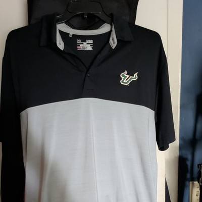 Under Armour South Florida USF Bulls Black Green Beige Polo Shirt Size XL