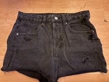 WILD FABLE Super High Cut Out Cheeky Black Jean Shorts Sz 4 Women Distressed G9