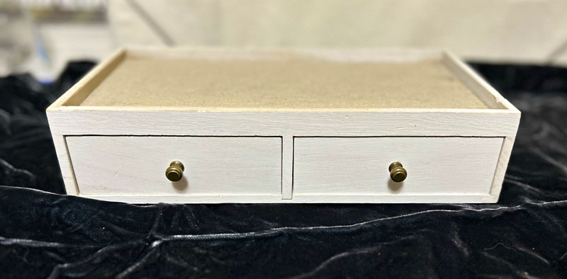 White Wood Jewelry Organizer Box w/ 2 Drawers, Ring Slot & Fabric-Lined Tray