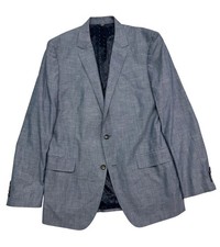 Bonobos 42L Blue Chambray Unstructured Cotton Blazer Jacket Sport Coat Standard