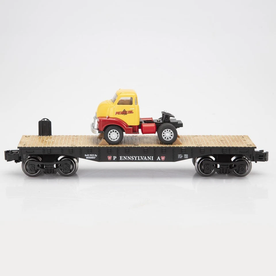 2-Piece 10-1/2" O Gauge PENNSYLVANIA Flatcars w/ Pennzoil Tractor & Trailer Set - Image 2 of 4