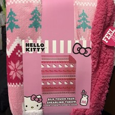 Hello Kitty Adorable Winter Sherpa Lined Throw Blanket 50inx60 in New Christmas 