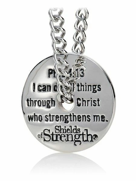 Collar colgante de béisbol de acero inoxidable para hombre - Phil 4:13 escudos de fuerza Foto 3 de 4