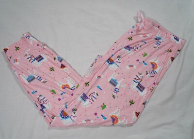 NWT Women's Pink LLAMA & RAINBOWS Bobbie Brooks Pajama Pants Joggers Plus Size