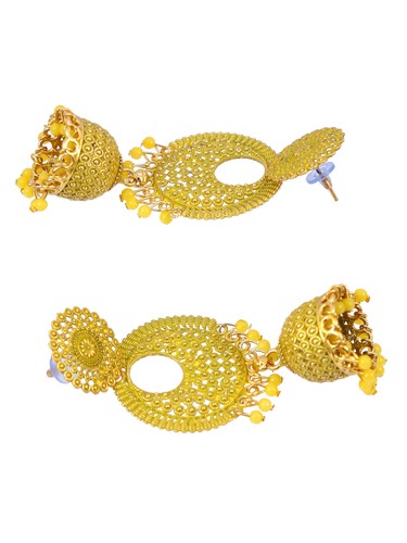 Indian Gold Plated Wedding Party Wear Women Long Green Jhumka Jhumki Earrings - Picture 32 of 33