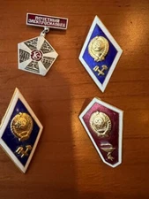 Vintage Soviet pins Awards badge USSR coat of arms hammer and sickle ORIGIN 3pc+