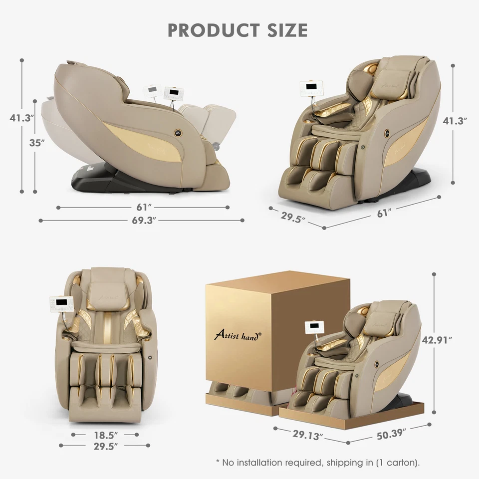 Silla de masaje reclinable gravedad cero SL-Track cuerpo completo 3D Shiatsu, voz IA, 12 modos Foto 4 de 4