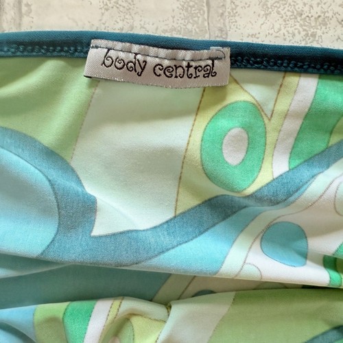 Vibrant Retro Y2K Body Central Geometric Print Top Green Blue Made in USA No Sz - Picture 3 of 6