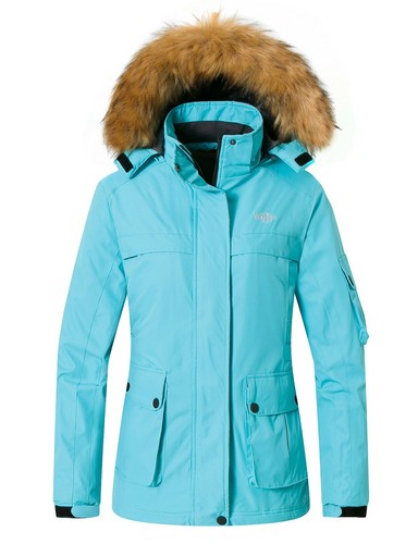 Wantdo Women's Ski Jacket Winter Fleeced Snow Coat Waterproof Fur Hooded Jackets - Picture 32 of 86