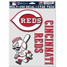 CINCINNATI REDS 3 PIECE MULTI-USE DECAL FAN PACK MLB LICENSED