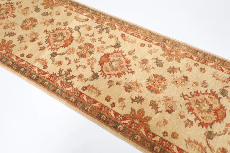 9 ft Hallway zeigler beige Runner Rug Afghan Hand Knotted Wool Bedroom Rug - Image 2 of 4