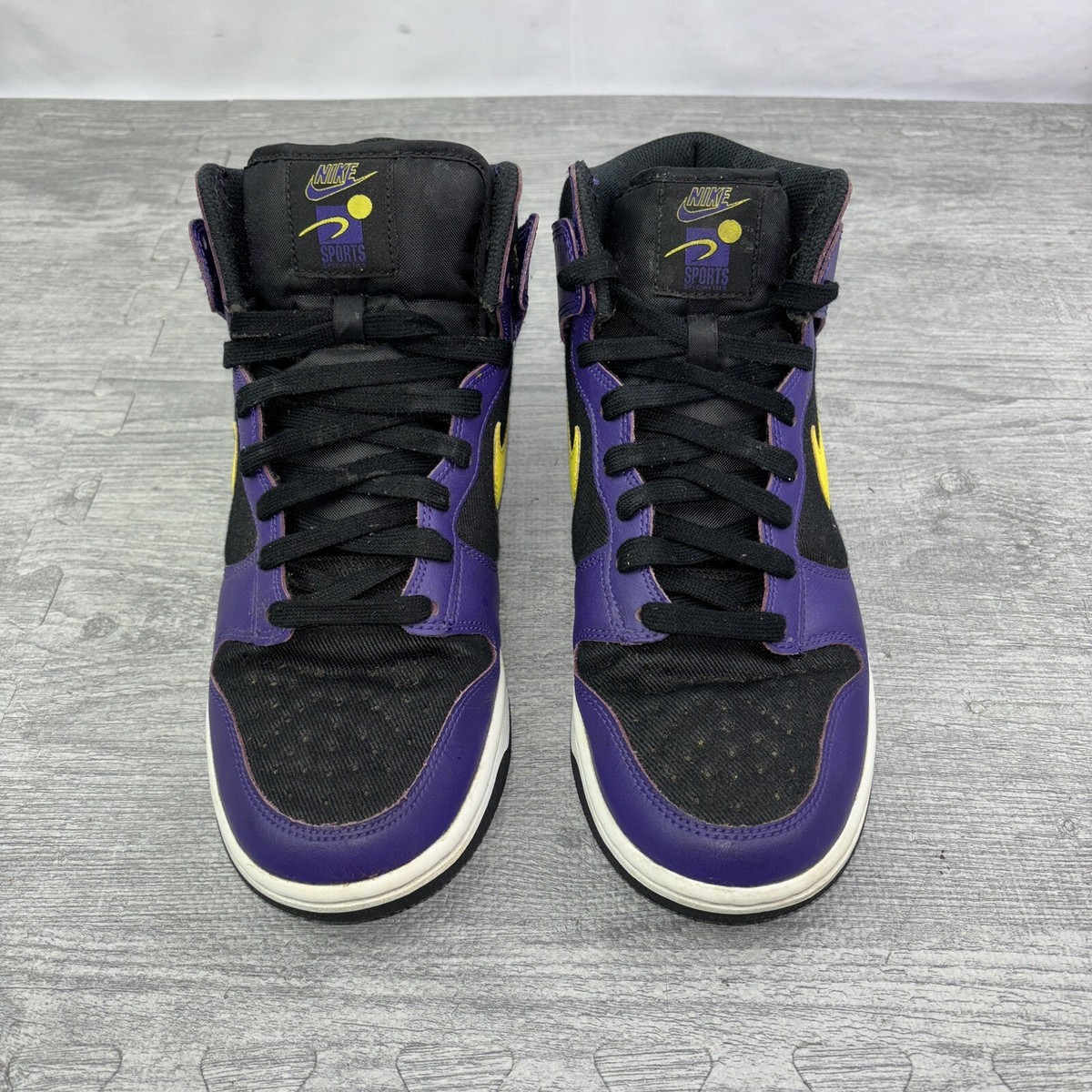 Nike Dunk High Premium EMB Shoes Mens Size Purple Yel Lakers