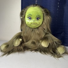 Baby Grinch Doll Sitting w/long Crazy Green Hair  Printed On Face 10  