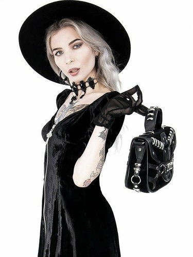 Restyle Coffin Cross Straps Gothic Punk Witch Alternative Crossbody Purse Bag - Picture 4 of 12