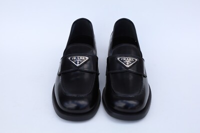 Prada Badge Logo Brushed Leather Loafers Womens Shoes Size  display picture 3