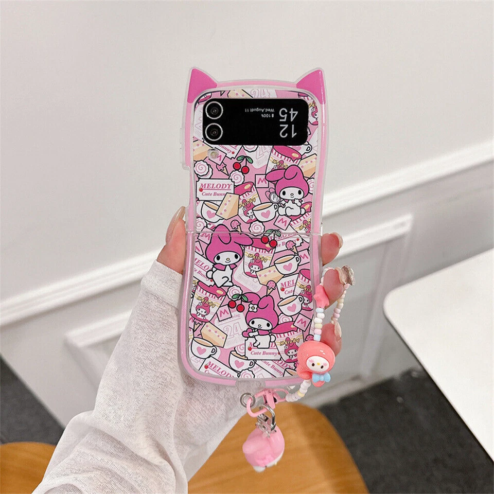 For Samsung Galaxy Z Flip 7 6 5 4 3 Cute Cartoon Pattern Chain Phone Case Cover - Image 3 of 4