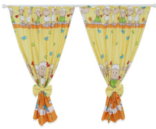 Nursery Curtains with Bows &ndash; Baby & Toddler Bedroom Window Drapes &ndash; Yellow Sheep