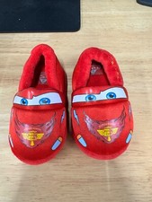 Disney Pixar Cars Boys Small 5/6 Lightning McQueen Shoes Slip-ons Slippers Red