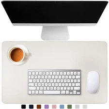 Beige Desk Mat 47.2" x 17" PU Leather Large Mouse Pad Non-Slip Office Desk Pa...