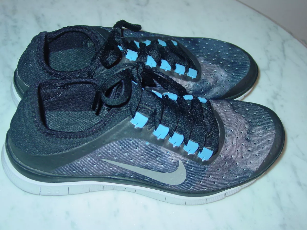 2013 Womens Nike Free 3.0 V5 EXT Black Metallic Silver Running Shoes Size 6.5