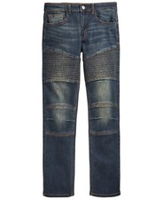 Ring of Fire RUST DARK BLUE WASH Big Boy's Swerve Slim Moto Jeans, US 12