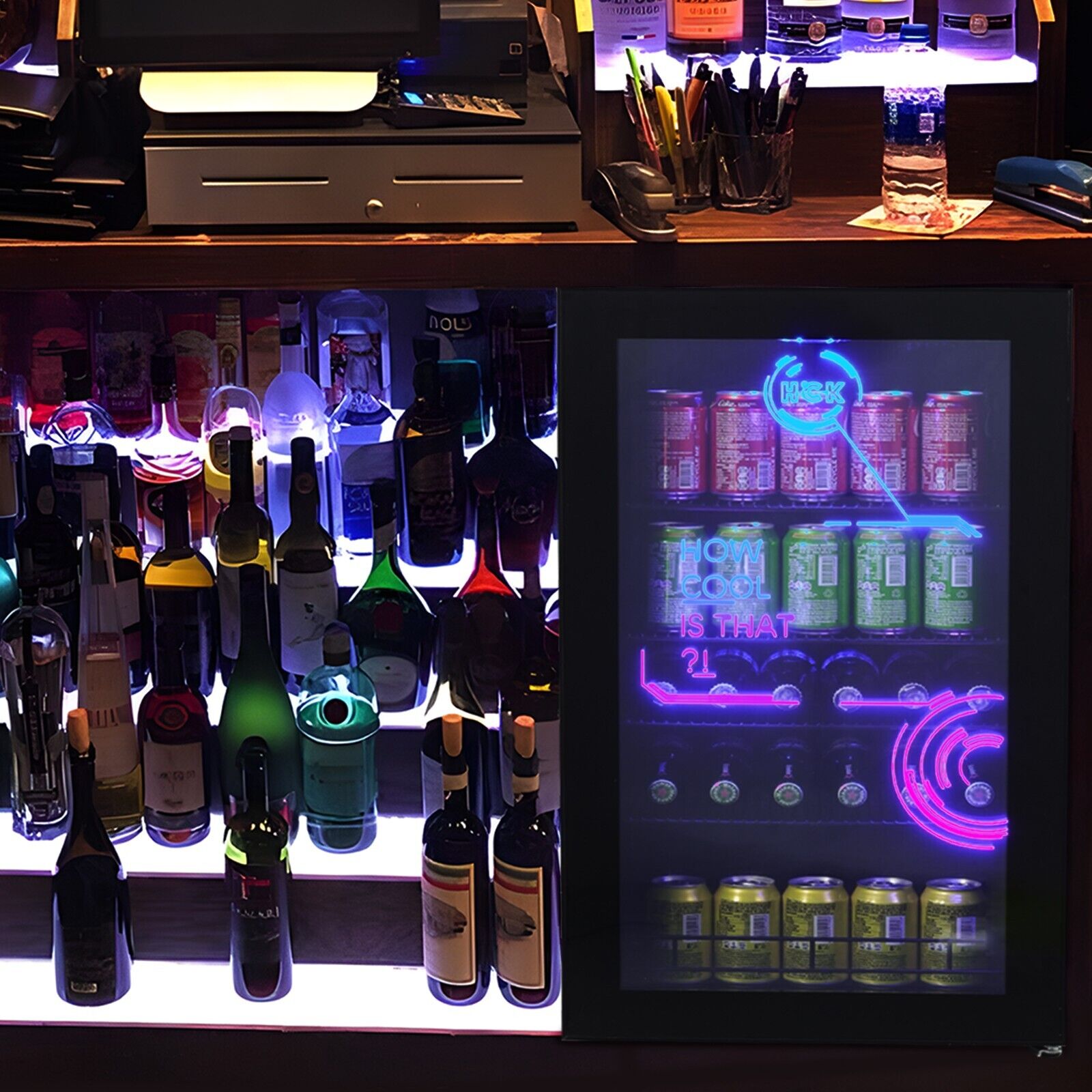 3.5 Cu Ft Cyberpunk Glass Door Beverage Fridge