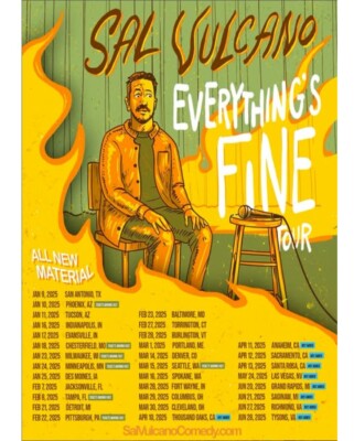 Poster Sal Vulcano Every Thing's Fine World Tour 2025 Poster, gift for fans