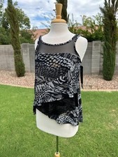 Miraclesuit Mirage Tankini Swim Top Sz 8 Lux Lynx Black w/ Underwire 140 NWT