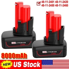 2 Packs For Milwaukee 48-11-2460 for M12 12V LITHIUM Extended Capacity Battery
