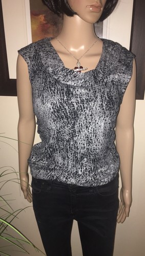 Vivienne Westwood Anglomania ~ Black & Metallic Silver Stretch Top IT44 UK12 - Picture 4 of 12