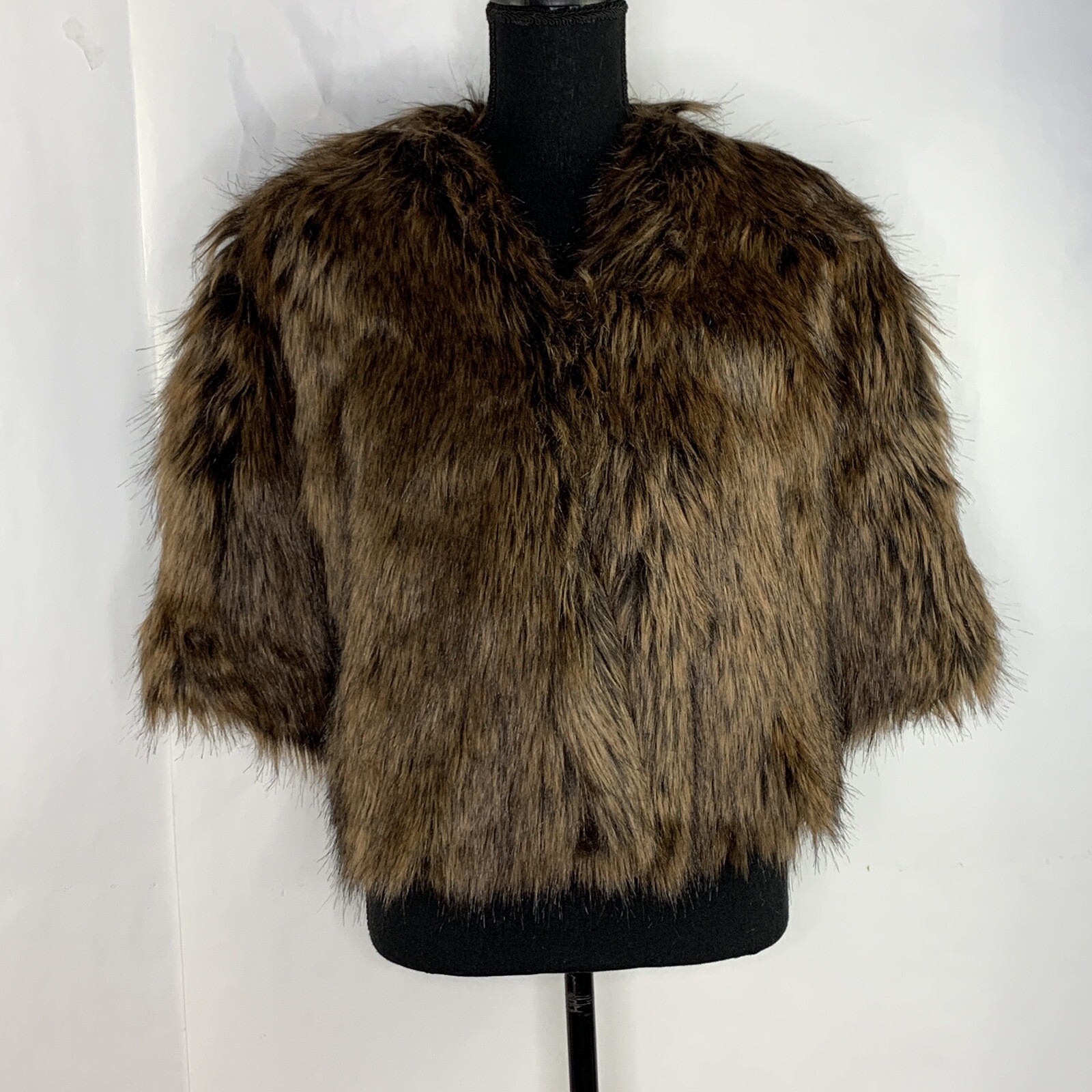 Halogen Brown Faux Fur Shrug NWT One 