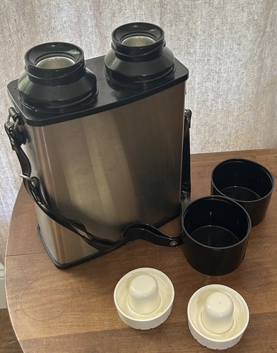 Vintage 1970er ThermoServ Thermo Twin Edelstahl Dual Pint Behälter EUC - Bild 3 von 4