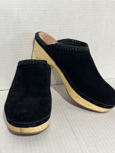 FRYE & CO ODESSA SCHWARZE WILDLEDER HOLZ PANTOLETTE CLOG SCHUHGRÖSSE 6,5 - Bild 3 von 5